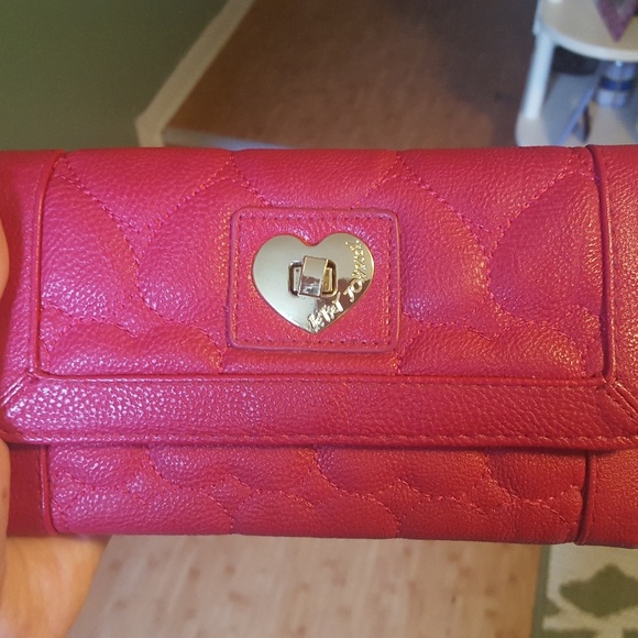 Betsey Johnson Handbags - Betsey Johnson quilted hearts wallet dark hot pink